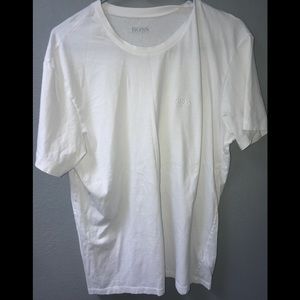 Hugo boss white t with logo on front chest